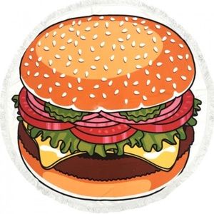 Large cheeseburger round beach towel